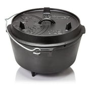 Petromax Cast Iron Dutch Oven for Cooking or Baking Outdoors Over a Campfire or in the Home Kitchen, Pre-Seasoned Cookware Conducts Heat Evenly, 3 Legs, 7.9 Quart