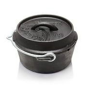 Petromax Cast Iron Dutch Oven for Cooking or Baking Outdoors Over a Campfire or in the Home Kitchen, Pre-Seasoned Cookware Conducts Heat Evenly, Flat Base, 1 Qt