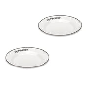 Petromax Enamelware Dinnerware Plates, Traditional Lightweight Enameled Steel Tableware for Kitchen and Camping, 2 Pack for Hot or Cold Food, 7 inch, White
