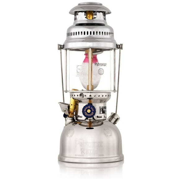 Petromax HK500 Pressurized Lantern, 500 Candlepower with 1 Quart Kerosene Tank for Home, Camping or Emergency Lighting, Hand Assembled High Pressure 400 Watt Lamp, Chrome