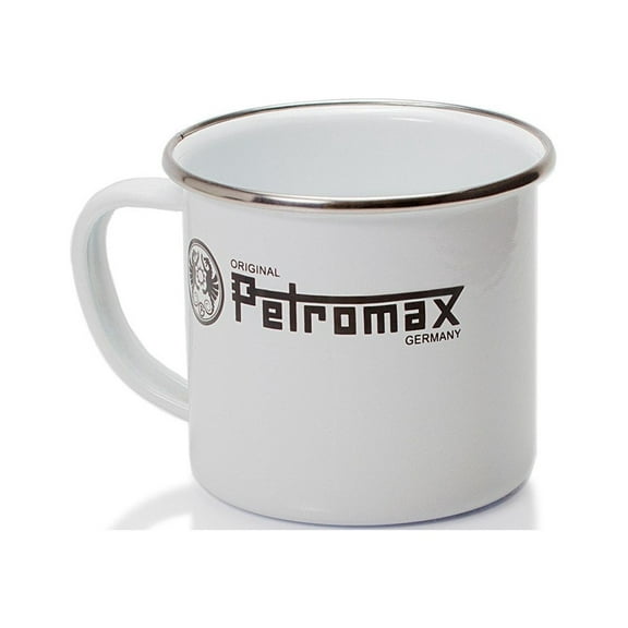 Petromax Steel and Enamel Mug, Lightweight Heat Resistant Traditional Hot or Cold Drinking Cup for Home or Camping, White