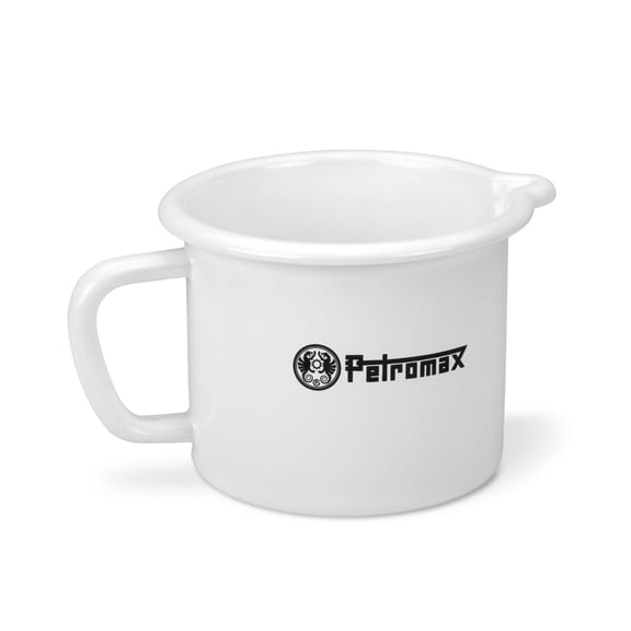 Petromax Warming Pot with Spout, Enameled Steel Saucepan for Heating Milk, Soup, Butter over Stove or Campfire, 1.1 Quart, White