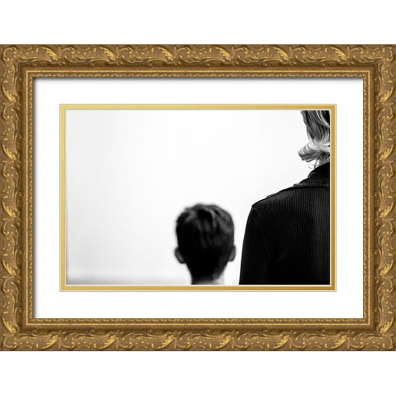 Petrone, Flavio 32x23 Gold Ornate Wood Framed with Double Matting Museum Art Print Titled - Mother And Son.