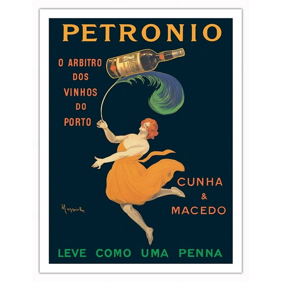 Petronio Wine - Light as a Pen (Leve Como Uma Penna) - Vintage Advertising Poster by Leonetto Cappiello c.1911 - Fine Art Matte Paper Print (Unframed) 20x26in