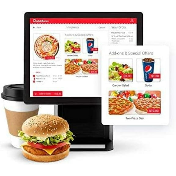 Petrosoft QwickServe Self Service Ordering Terminal, Food Order Management System, POS Integration, Flexible Payment Options, Embedded Thermal Printer for Receipts, Shift, Profit and Inventory Reports