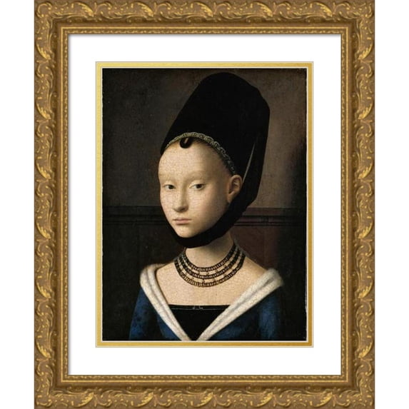 Petrus Christus 19x24 Gold Ornate Framed and Double Matted Museum Art Print Titled - Portrait of a Young Woman (circa 1470)