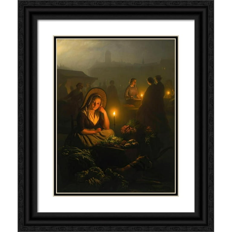 Petrus van Schendel 15x18 Black Ornate Wood Framed Double Matted