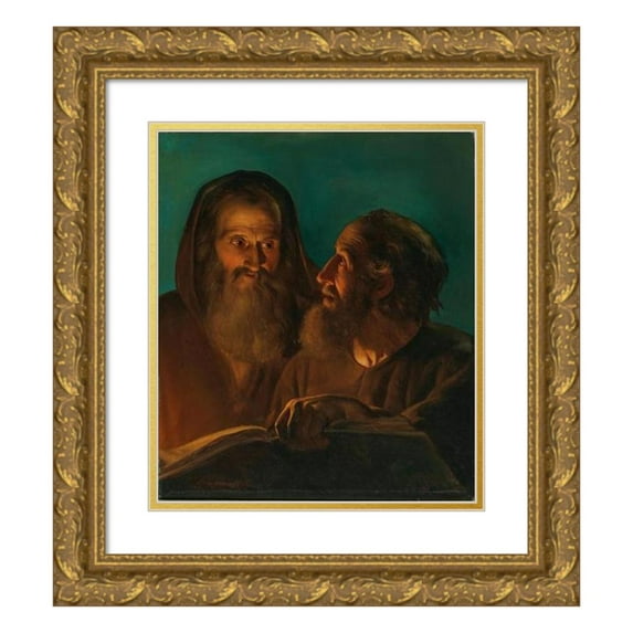 Petrus van Schendel 20x23 Gold Ornate Framed and Double Matted Museum Art Print Titled - The Apostles John and Paul