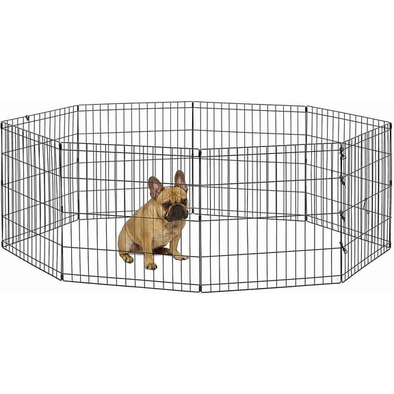 Pets 30-Inch Exercise Pen, for Indoor and Outdoor use, 16 Sq Feet of Play, Folding Dog Pen, No Door Design for Maximum Security, Easy to Set Up, Foldable Pet Playpen