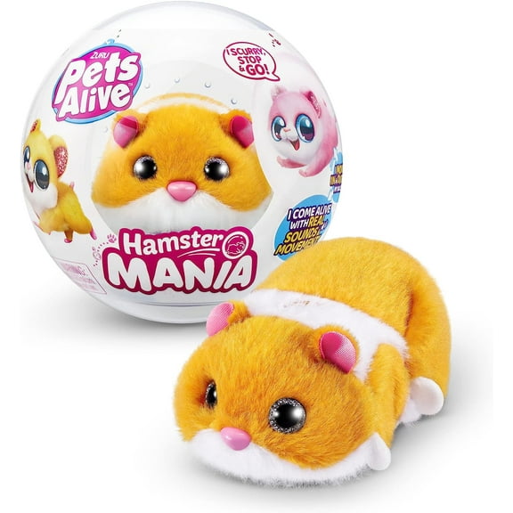 Pets Alive Hamster Mania BROWN Electronic Plush Pet (20+ Sounds, Interactive)