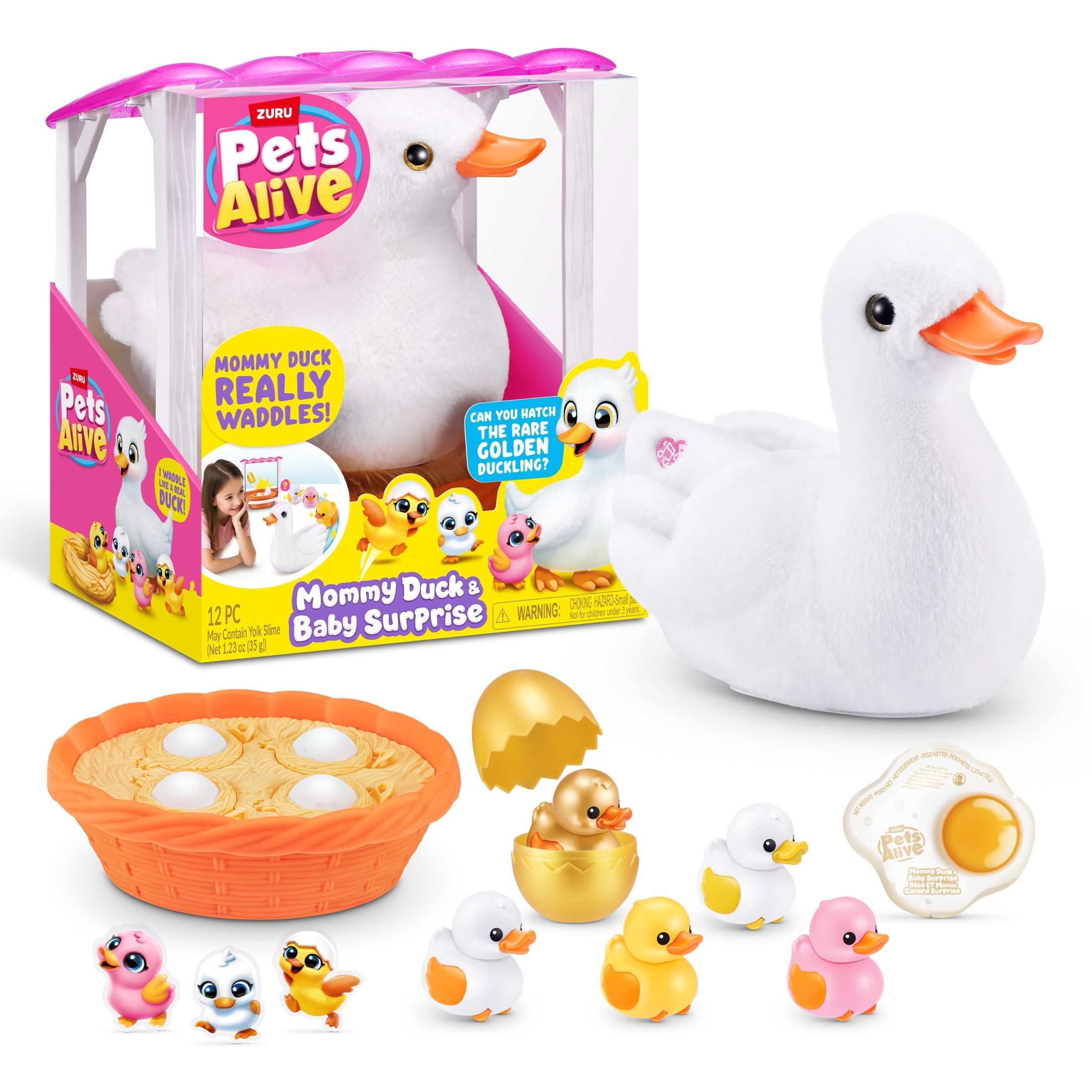 Pets Alive Mommy Duck & Baby Surprise, Nurturing Play Surprise Hatching Interactive Girls Toy by ZURU