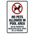 thumbnail image 1 of No Pets Allowed in Pool Area with Symbol Bilingual Warning Sign, Pool Rules Metal Signs for Home Business Outdoor Indoor Garage Street Wall Caution Custom Decor 8 x 12 Inch, 1 of 4