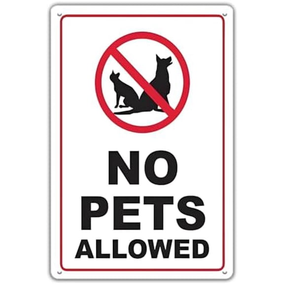 No Pets Allowed Sign for Business and Yard - 8 x 12 inch No Dogs Cat Allowed Sign for Library, Yard, Office, Mall, Park and Public Places, Rust Free Aluminum, Fade Resistant and Waterproof