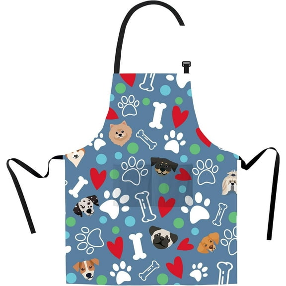 Pets Animals Dog Grooming Waterproof Apron with 2 Pocket and Adjustable Men Women Chef Neck for Kitchen Garden Décor