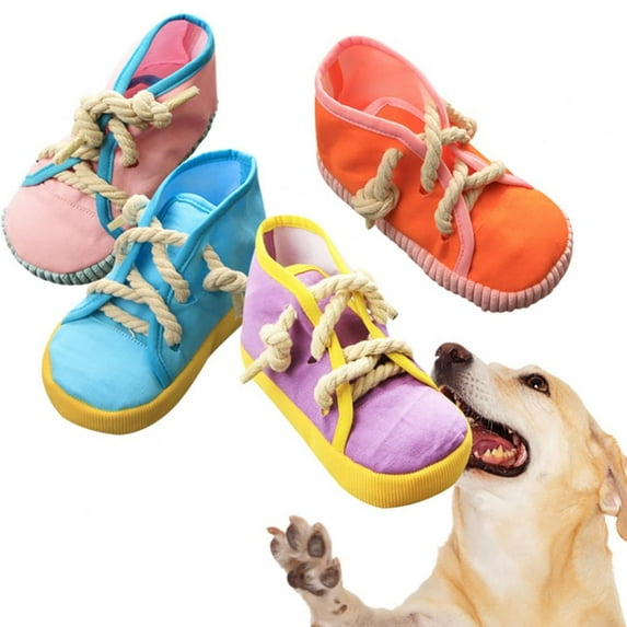 Pets Bite Resistant Tooth Toys Cat Dog Clean Teeth Blusted High-state Canvas Shoes Make Sound Toys With 4 Colors
