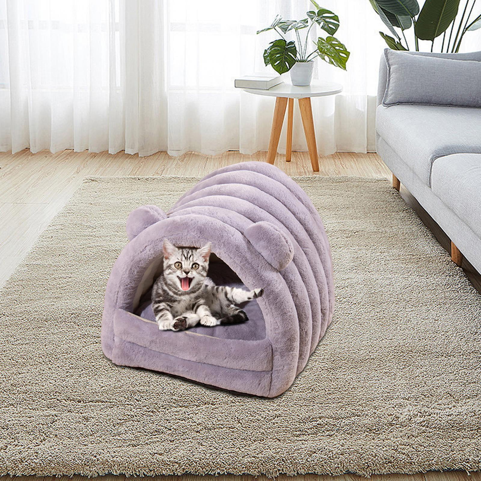 Pets Cave Bed Cat Tent Kennel Anti Slip Bottom Washable Semi Enclosed