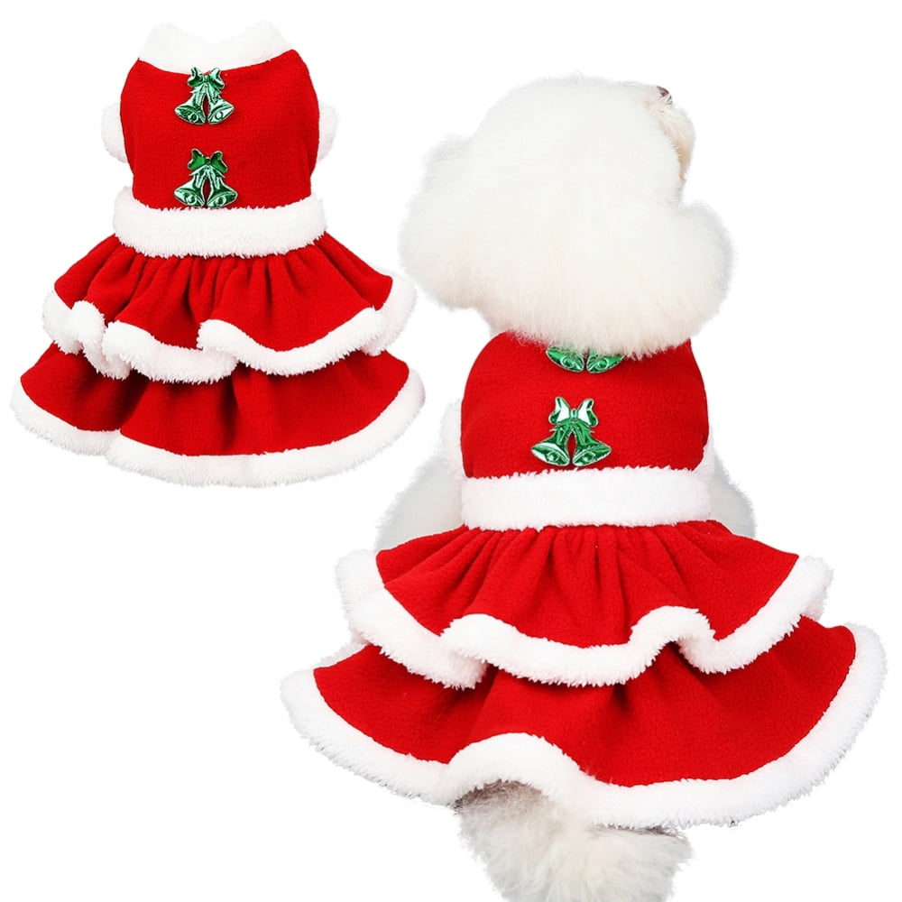 Pets Dog Christmas Dress Dos Warm Clothes Dog Girls Costume Red Dress