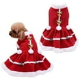 thumbnail image 1 of Pets Dog Christmas Dress Dos Warm Clothes Dog Girls Costume Red Dress Puppy Warm Fleece Skirt, 1 of 8