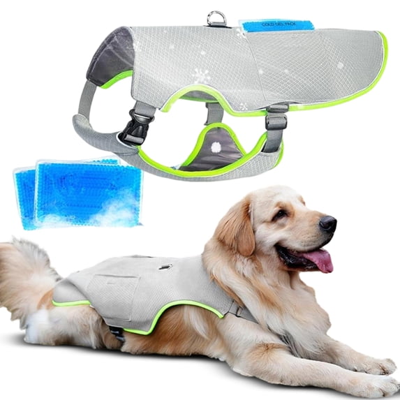 Pets Dog Cooling Vest with Ice Pack Evaporation Cool Harness Adjustable Summer Shirt Pet Jacket for Hot Weather Fit Large Medium Small Dogs