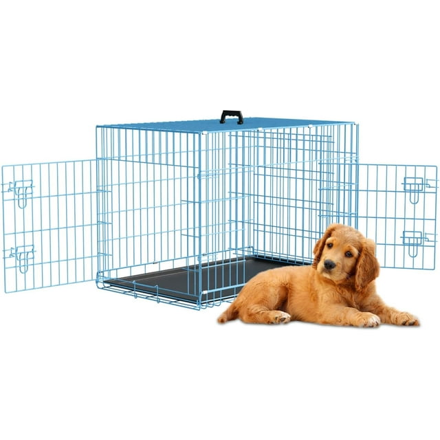 Pets Dog Crate Double Door Folding Metal Dog Cage Dog Crates for Large