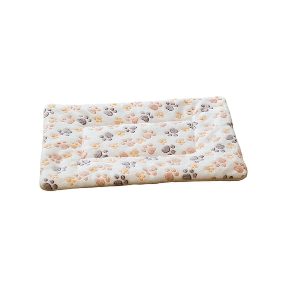 Pets Dog Crate Pad Bed, Soft Pet Mat with Bones Printed, Washable Crate Mat for Small Medium Large Dogs, Fleece Dog Crate Kennel Mat Flat Cat Bed Liner (White, 35x26'')