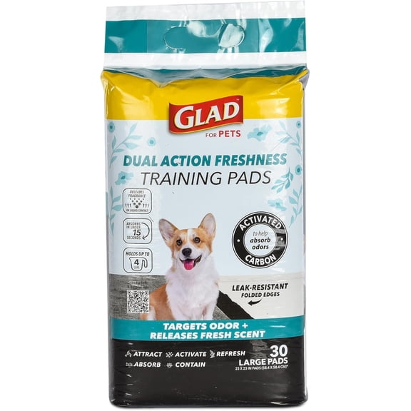for Pets Dual Action Freshness Activated Carbon Puppy Training Pads with Fragrance Release, Scented Pee Pads, Ultra Absorbent, Odor Control. 23"x23" 30ct