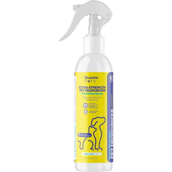 Nuesta Pets Extra Strength Dog Deodorizer Spray, 10 oz, Sun Sweet Scent, Pet Odor Eliminator for Dogs & Cats, No Harsh Chemicals
