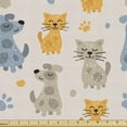 thumbnail image 1 of Ambesonne Pets Fabric by the Yard Upholstery, Kittens Puppies Friends, 2 Yards, Pale Eggshell Multicolor, 1 of 4