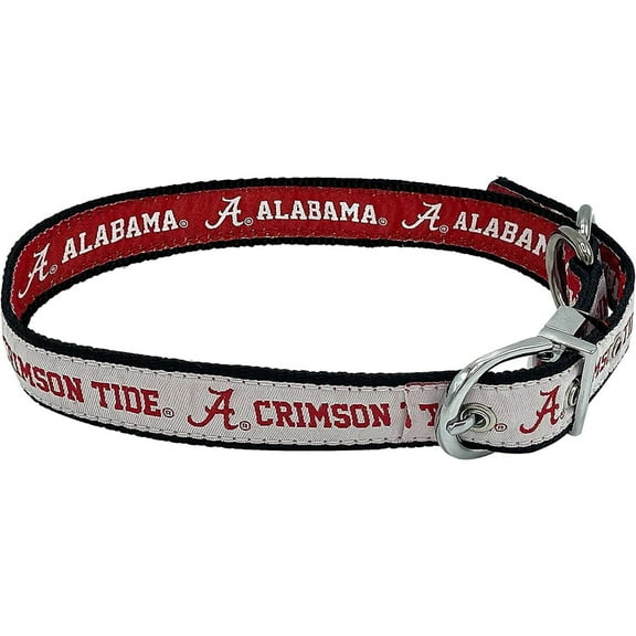 Pets First Alabama Crimson Tide Reversible NCAA Dog Collar Premium Two-Sided Pet Collar with Logo