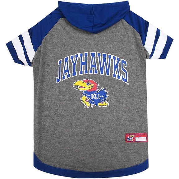 Pets First College Kansas Jayhawks Pet Hoodie Tee Shirt, 4 Sizes Available - Extra Small