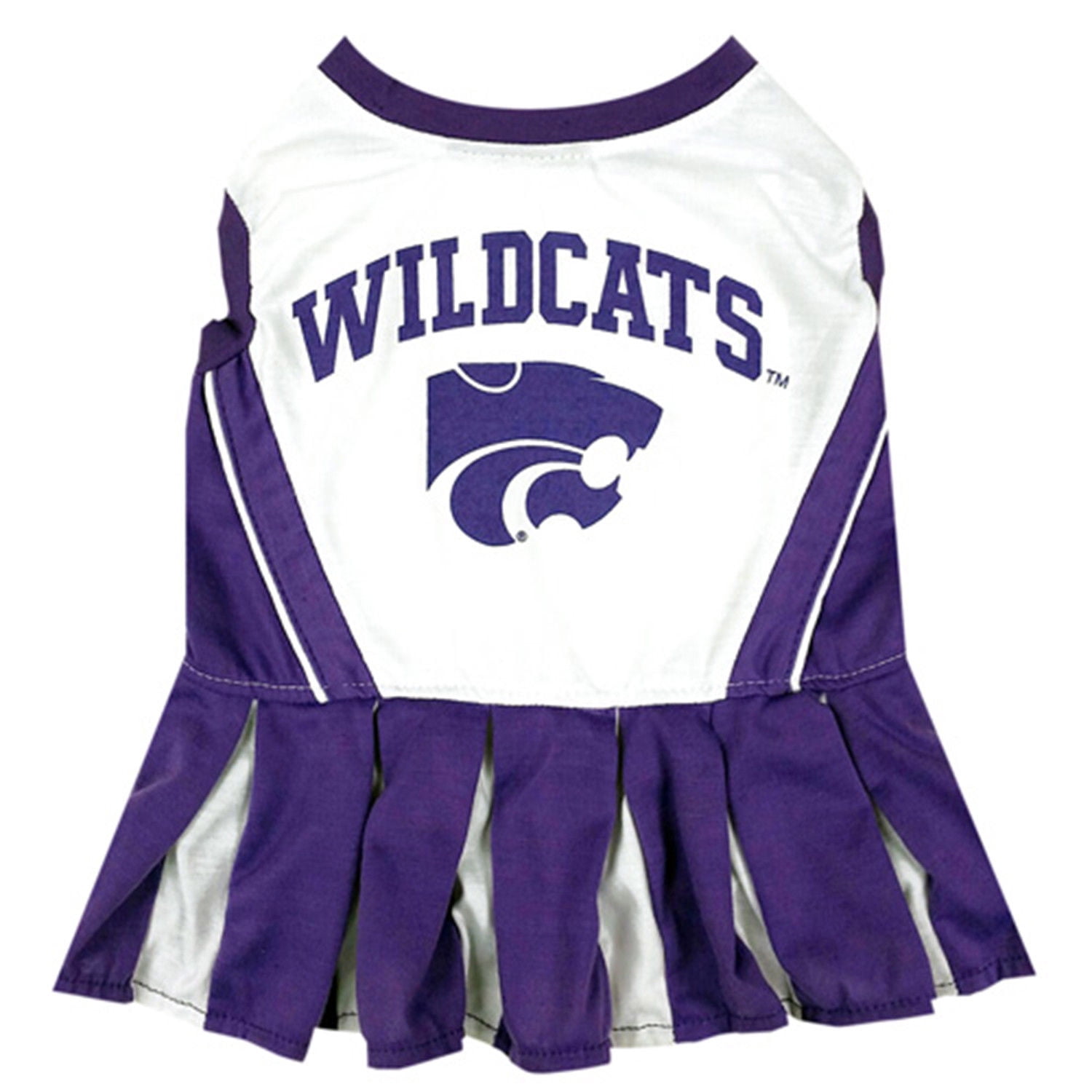 Pets First College Kansas State Wildcats Cheerleader, 3 Sizes Pet Dress Available. Licensed Dog Outfit