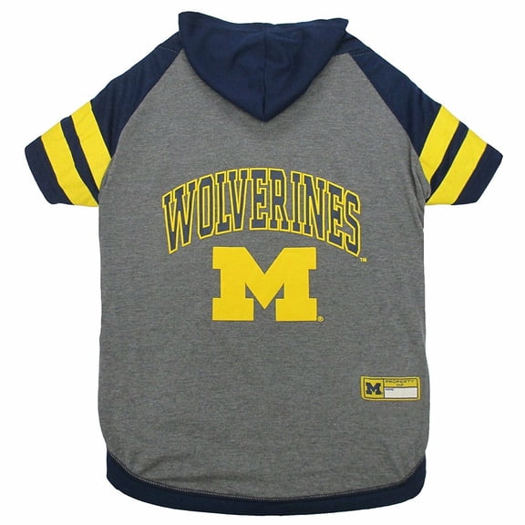 Pets First College Michigan Wolverines Pet Hoodie Tee Shirt, 4 Sizes Available - Large