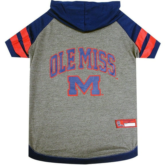 Pets First College Mississippi Rebels Pet Hoodie Tee Shirt, 4 Sizes Available - Medium