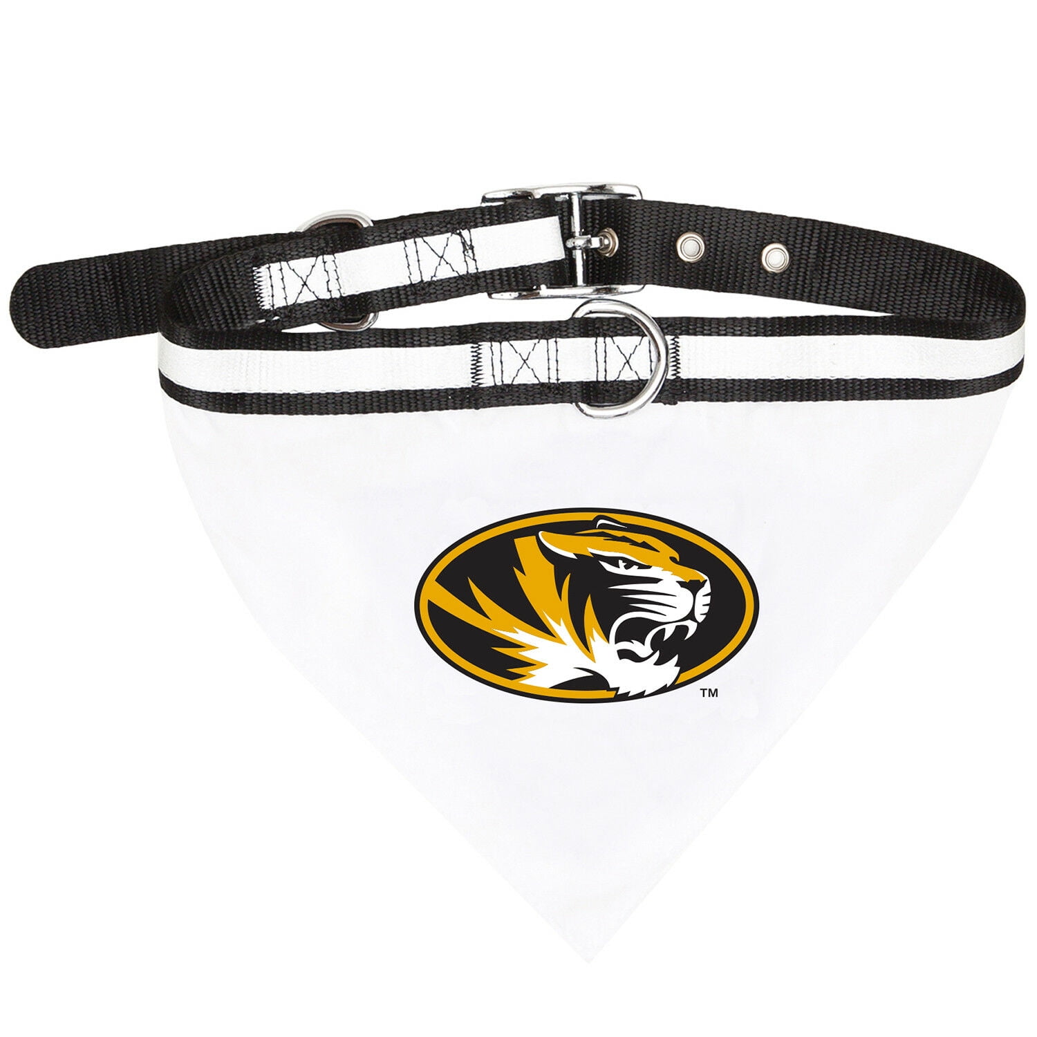 Pets First College Missouri Tigers Pet Bandana, 3 Sizes Available. With Collar