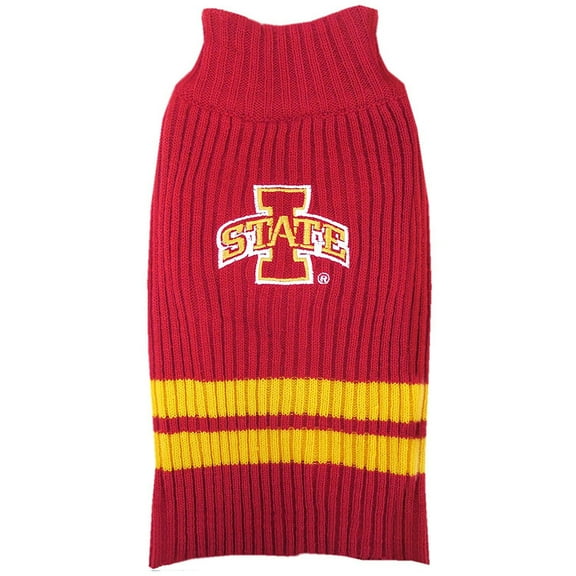 Pets First Collegiate Iowa State Cyclones Pet Dog Sweater - Licensed 100% Warm Acrylic knitted. 44 College Teams, 4 sizes