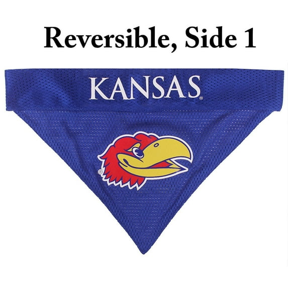Pets First Collegiate Kansas Reversible Bandana -Home & Away Mesh & Premium Embroidery For Dogs & Cats
