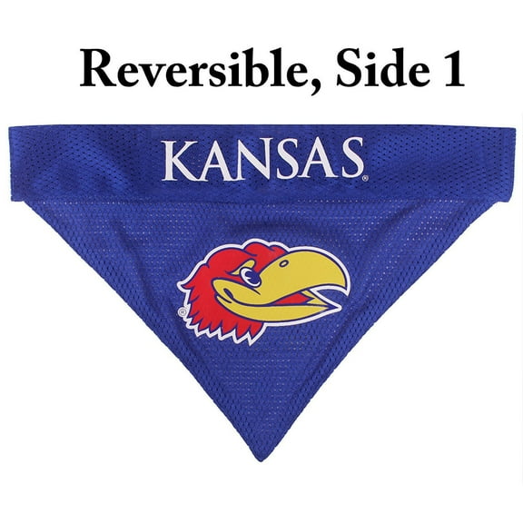 Pets First Collegiate Kansas Reversible Bandana -Home & Away Mesh & Premium Embroidery For Dogs & Cats