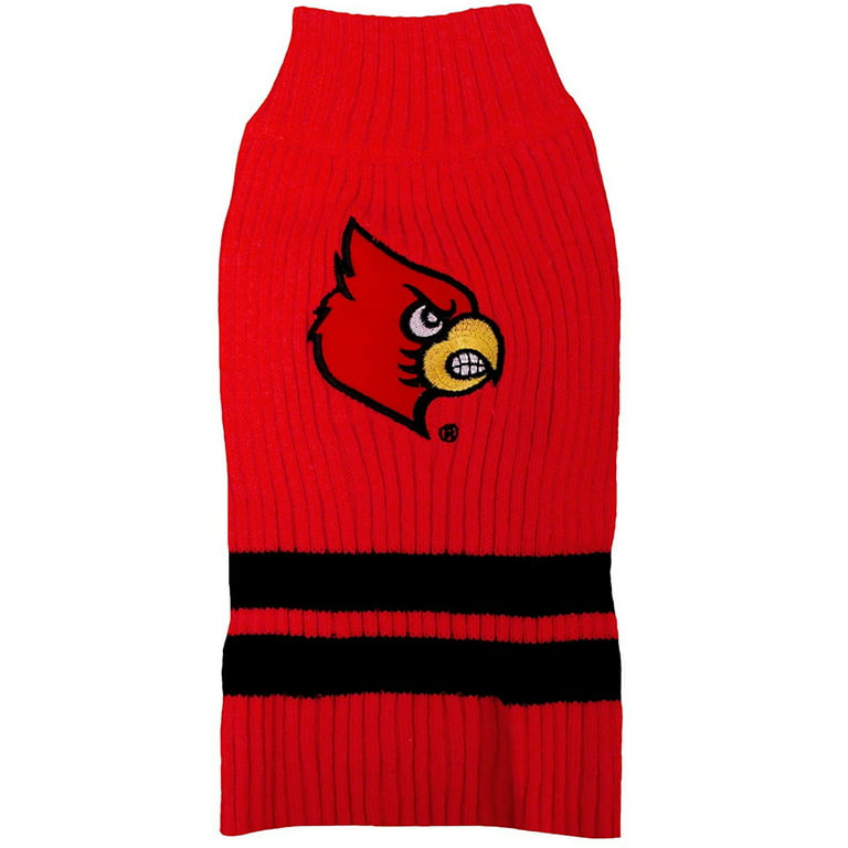 Pets First Collegiate Louisville Cardinals Pet Dog Sweater - Licensed 100%  Warm Acrylic knitted. 44 College Teams, 4 sizes