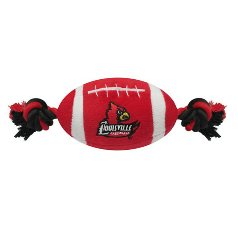 Pets First Collegiate Louisville Cardinals Plush Football Rope Toy for Dogs  & Cats - Soft, Chewy & Squeaky