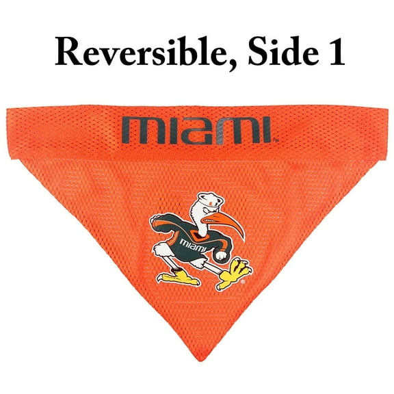 Pets First Collegiate Miami Hurricanes Reversible Bandana - Home & Away Mesh & Premium Embroidery for DOGS & CATS