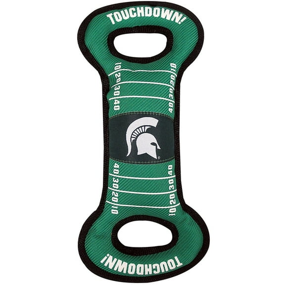 Pets First Collegiate Michigan State Spartans Football Field Toy for DOGS & CATS. Heavy-Duty, Durable toys with Squeakers