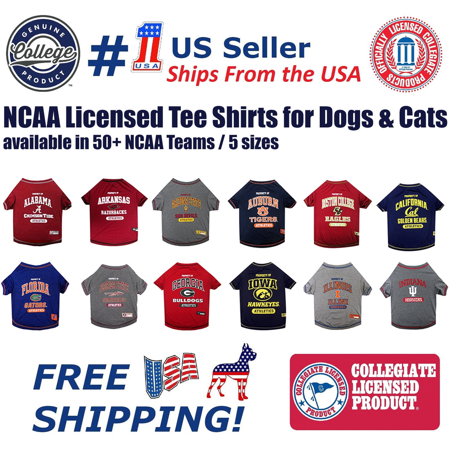 Pets First Collegiate Nebraska Cornhuskers Pet Dog T-Shirt in 5 Sizes - Small