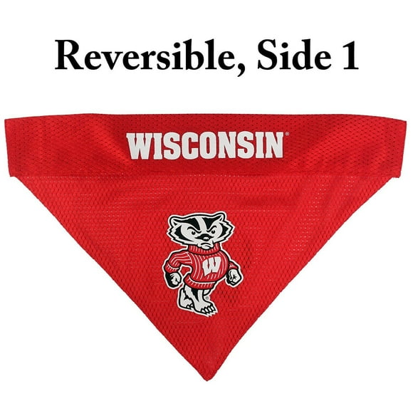 Pets First Collegiate Wisconsin Badgers Reversible Bandana - Home & Away Mesh & Premium Embroidery for DOGS & CATS