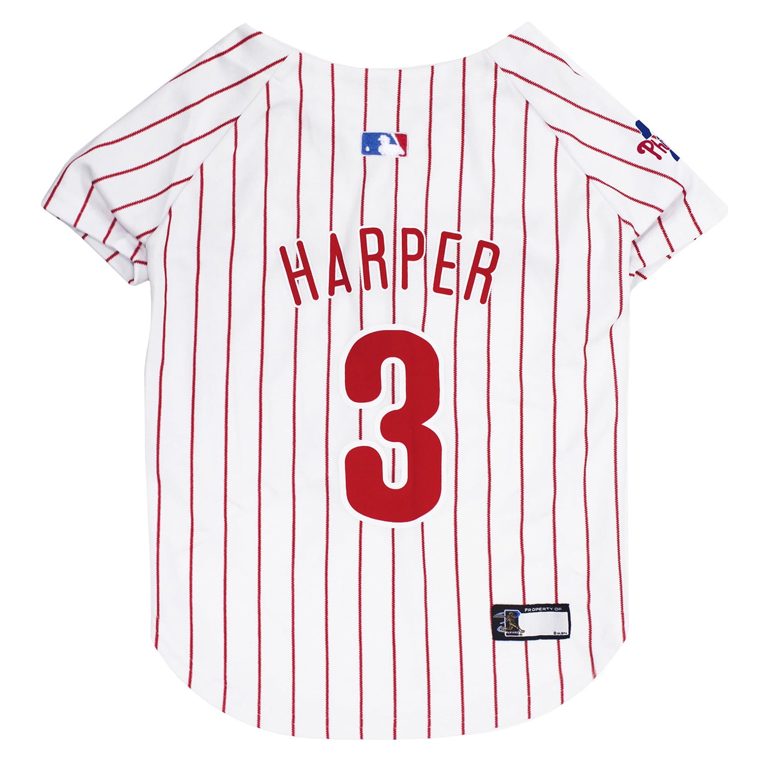 Pets First Cotton & Polyester Mesh Striped Philadelphia Phillies Dog & Cat  Jersey, White, M
