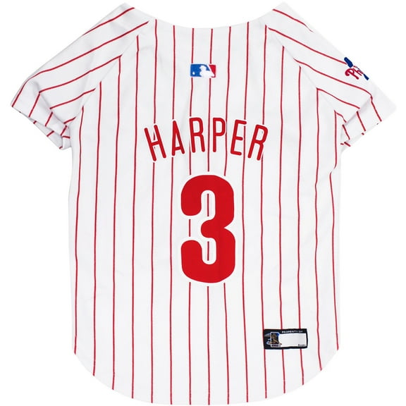 Pets First Cotton & Polyester Mesh Striped Philadelphia Phillies Dog & Cat Jersey, White, XL
