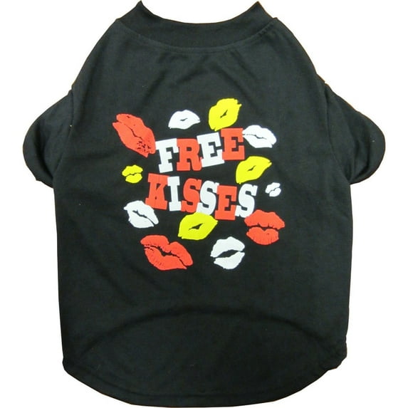 Pets First Cute and Colorful "Free Kisses" Dog Tee Shirt - Medium
