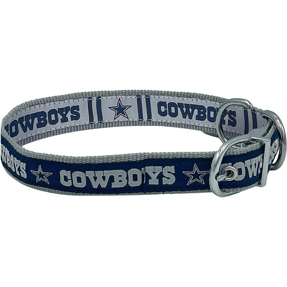 Pets First Dallas Cowboys Reversible Collar Reversible NFL Dog Collar Premium Two-Sided Pet Collar with NFL Logo, Medium