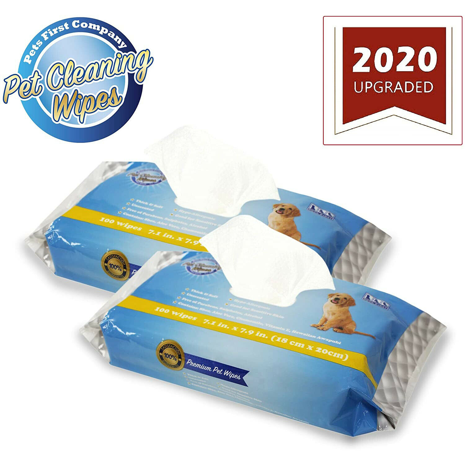 Pets First Dog Grooming Wipes, Hypoallergenic AllNatural Dog Wipes