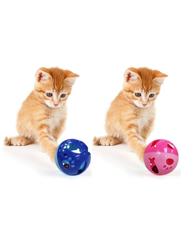 Pets First Large Size Cat Ball with Bell Toy for Cats Kittens and Other Animals - Large Size for Extra Fun, Rings As It Moves - Pink
