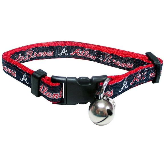Pets First MLB Atlanta Braves Adjustable, Breakaway Cat Collar, Durable Nylon with Jingle Bell in 29 MLB teams